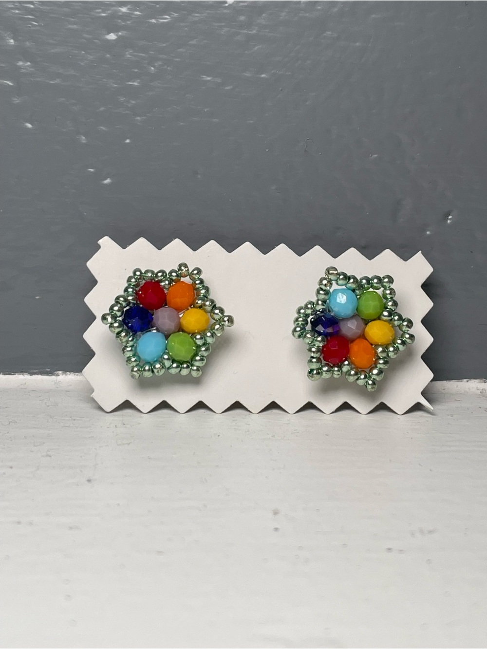 Huichol Beaded Star Stud Earrings